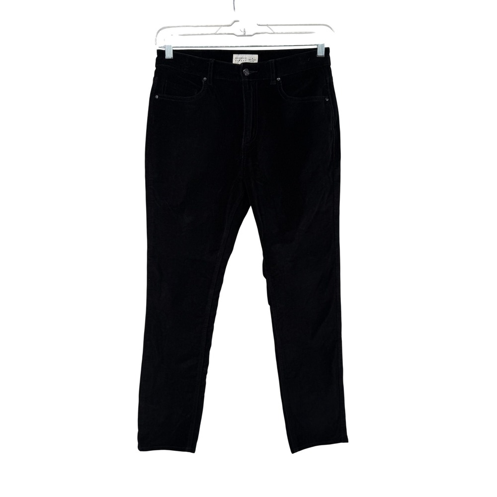 Kate Spade Broome Street Black Velvet Slim Leg Pants Size 30 Mid Rise 5-Pocket